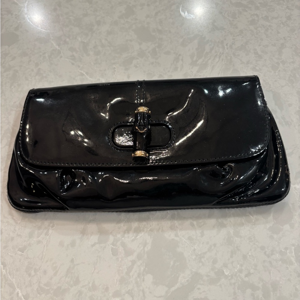 Gucci Black Patent Leather Clutch